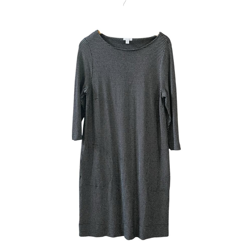J. Jill Ponte Gray Knit Crew Neck Long Sleeve Dress Size M Medium